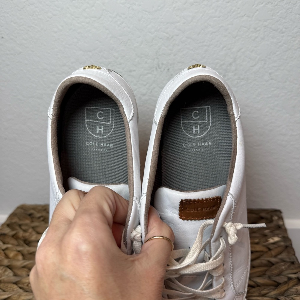 Cole Haan Women's White Leather Sneakers - Picture 5 of 7